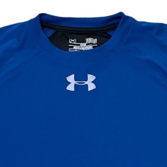 Under Armour HeatGear Shirt Loose Fit Blue and Black - Picture 2 of 9